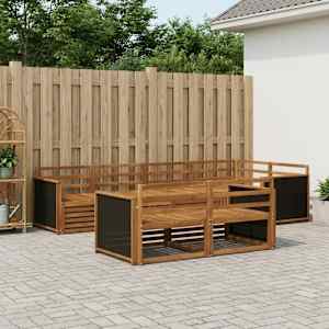 Zunanja garnitura za sedenje 7 pcs Naravna