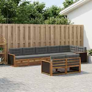 Zunanja garnitura za sedenje 8 pcs Naravna in antracitna