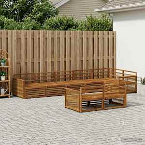 Zunanja garnitura za sedenje 8 pcs Naravna