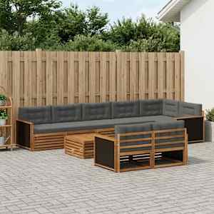 Zunanja garnitura za sedenje z blazino 9 pcs