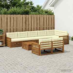 Zunanja garnitura za sedenje z blazino 9 pcs