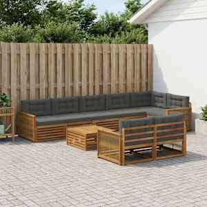 Zunanja garnitura za sedenje z blazino 9 pcs