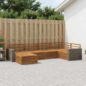 Zunanja garnitura za sedenje 6 pcs Naravna