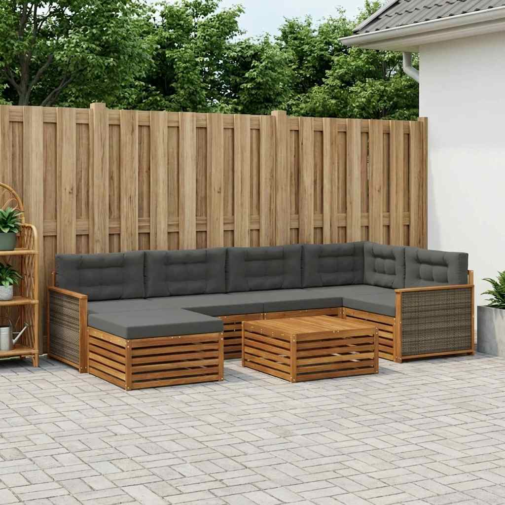 vidaXL Udendørs sofagruppe 7 stk. Naturlig og Antracit