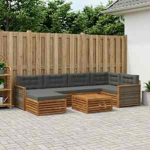 Zunanja garnitura za sedenje 7 pcs Naravna in antracitna
