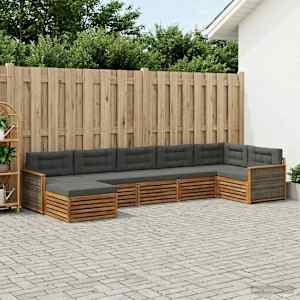 Zunanja garnitura za sedenje 7 pcs Naravna in antracitna
