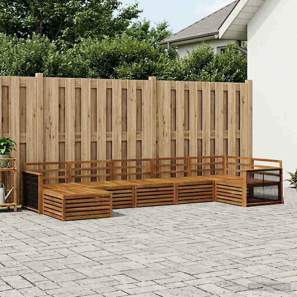 Zunanja garnitura za sedenje 7 pcs Naravna