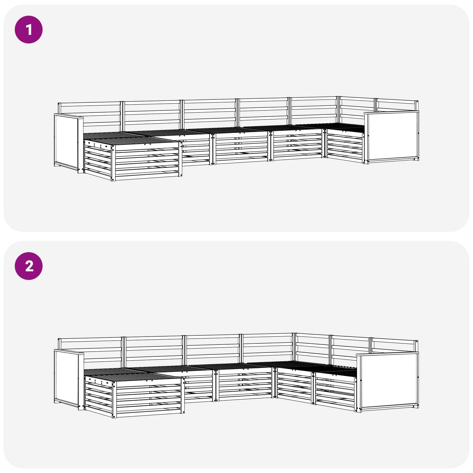 Zunanja garnitura za sedenje 7 pcs Naravna - slika 8