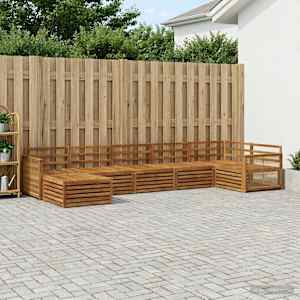 Zunanja garnitura za sedenje 7 pcs Naravna