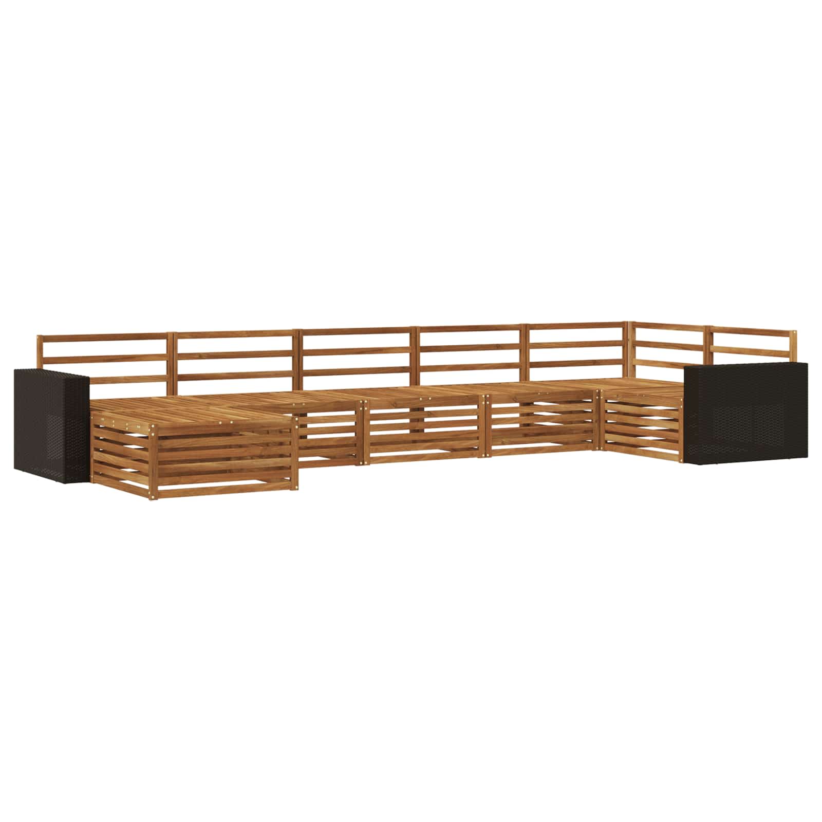 Zunanja garnitura za sedenje 7 pcs Naravna - slika 2