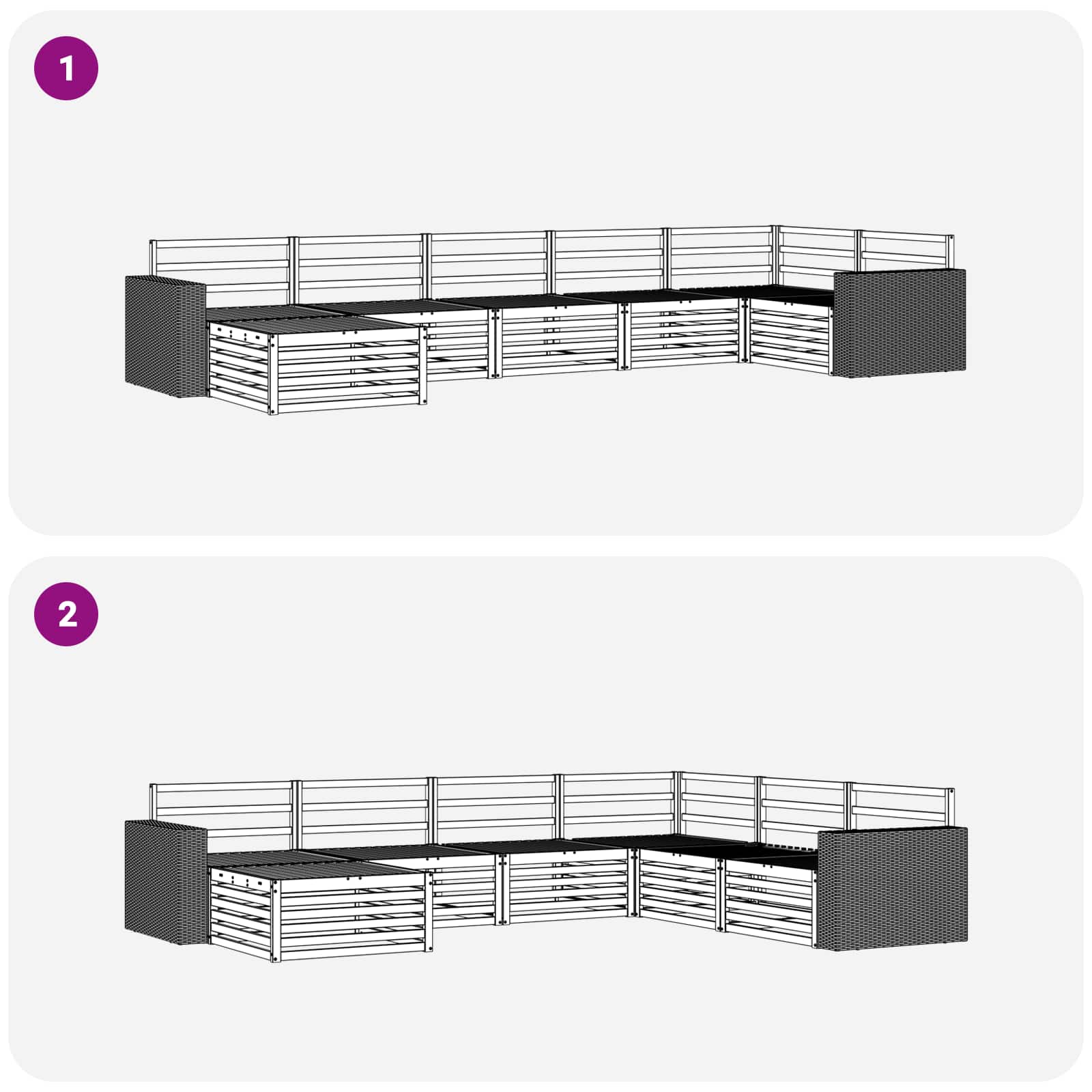 Zunanja garnitura za sedenje 7 pcs Naravna - slika 8