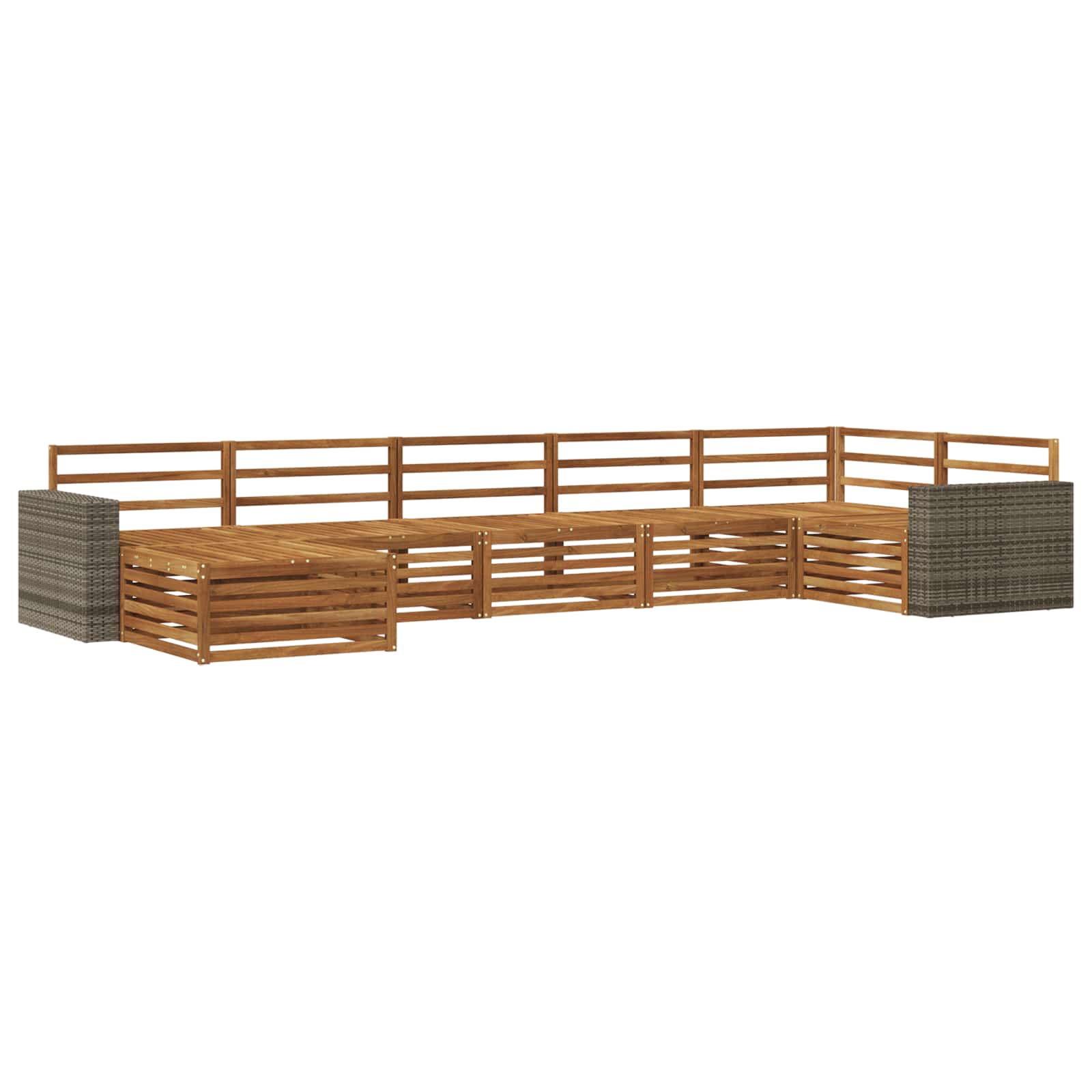 Zunanja garnitura za sedenje 7 pcs Naravna - slika 2