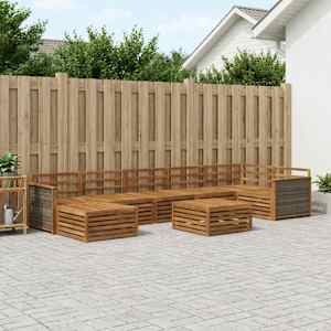 Zunanja garnitura za sedenje 8 pcs Naravna