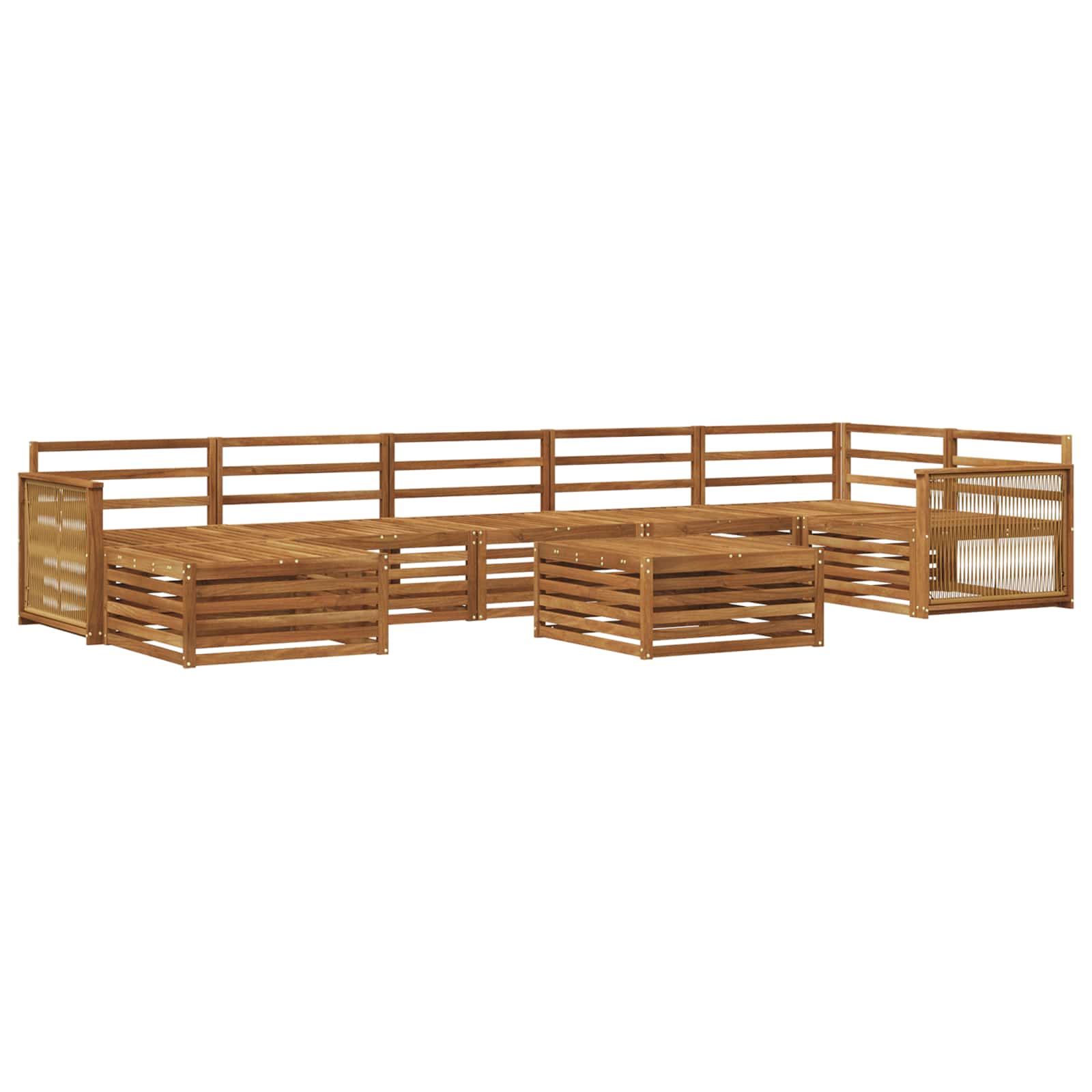 Zunanja garnitura za sedenje 8 pcs Naravna - slika 2