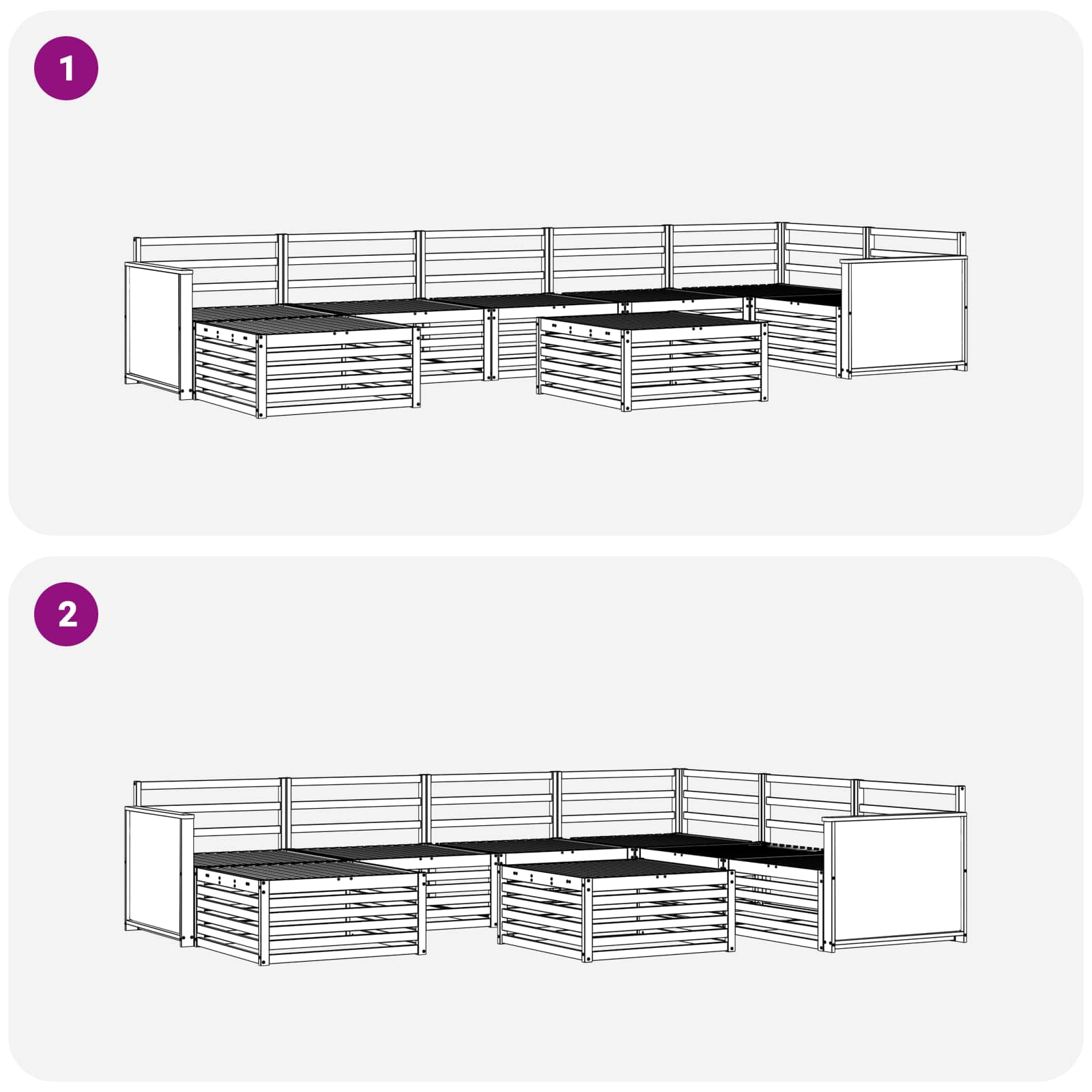 Zunanja garnitura za sedenje 8 pcs Naravna - slika 9