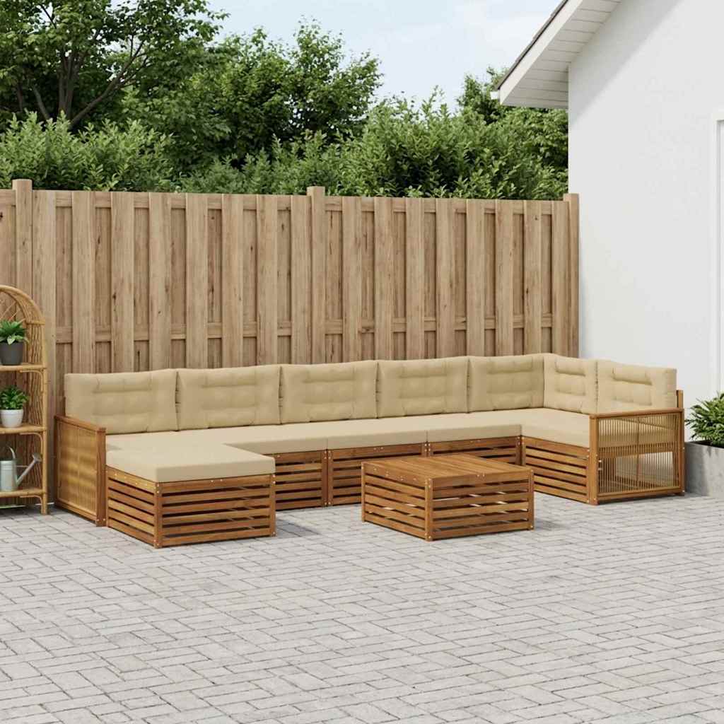 vidaXL Buiten bankenset 8 st 7-zits Natuurlijk en Beige