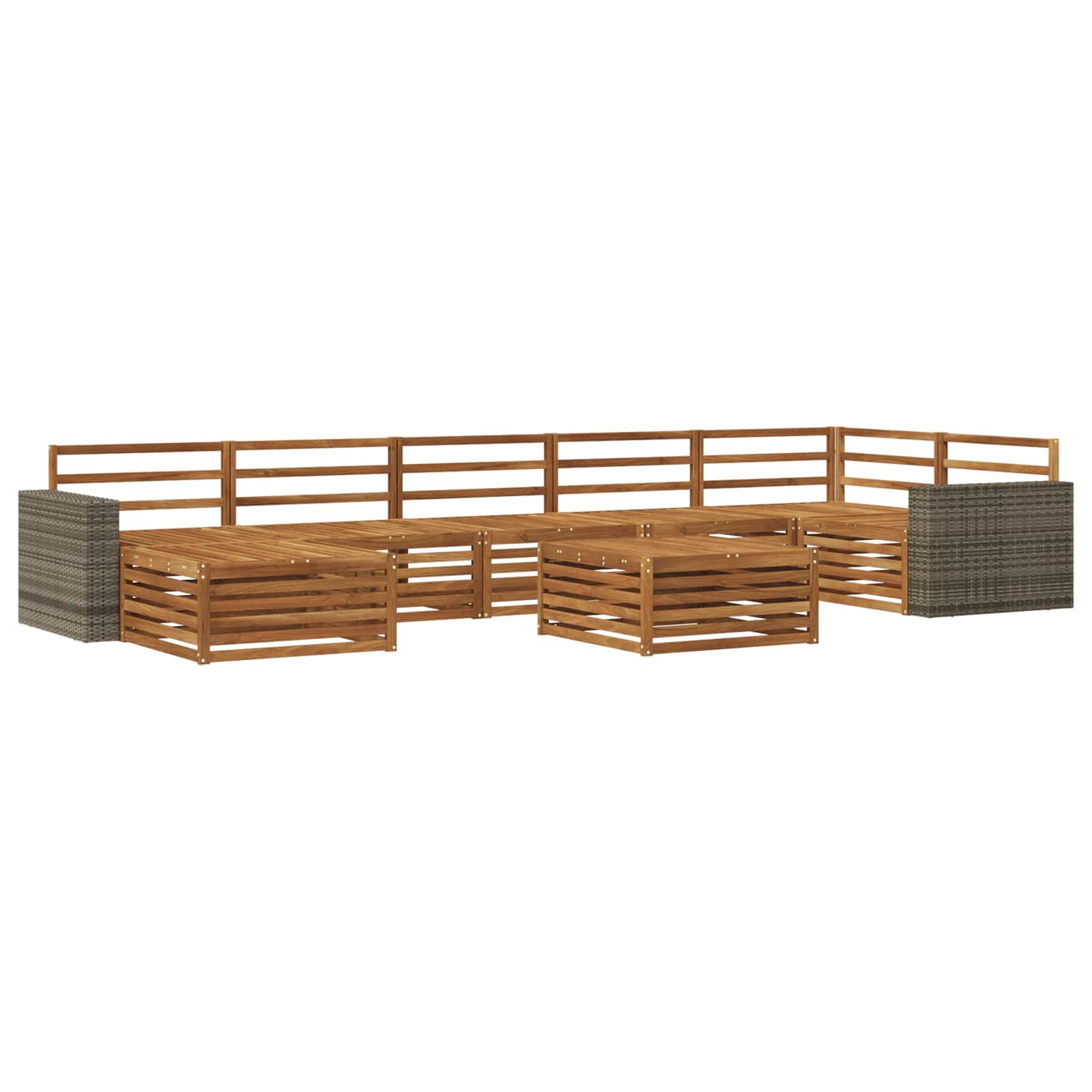 Zunanja garnitura za sedenje 8 pcs Naravna - slika 2