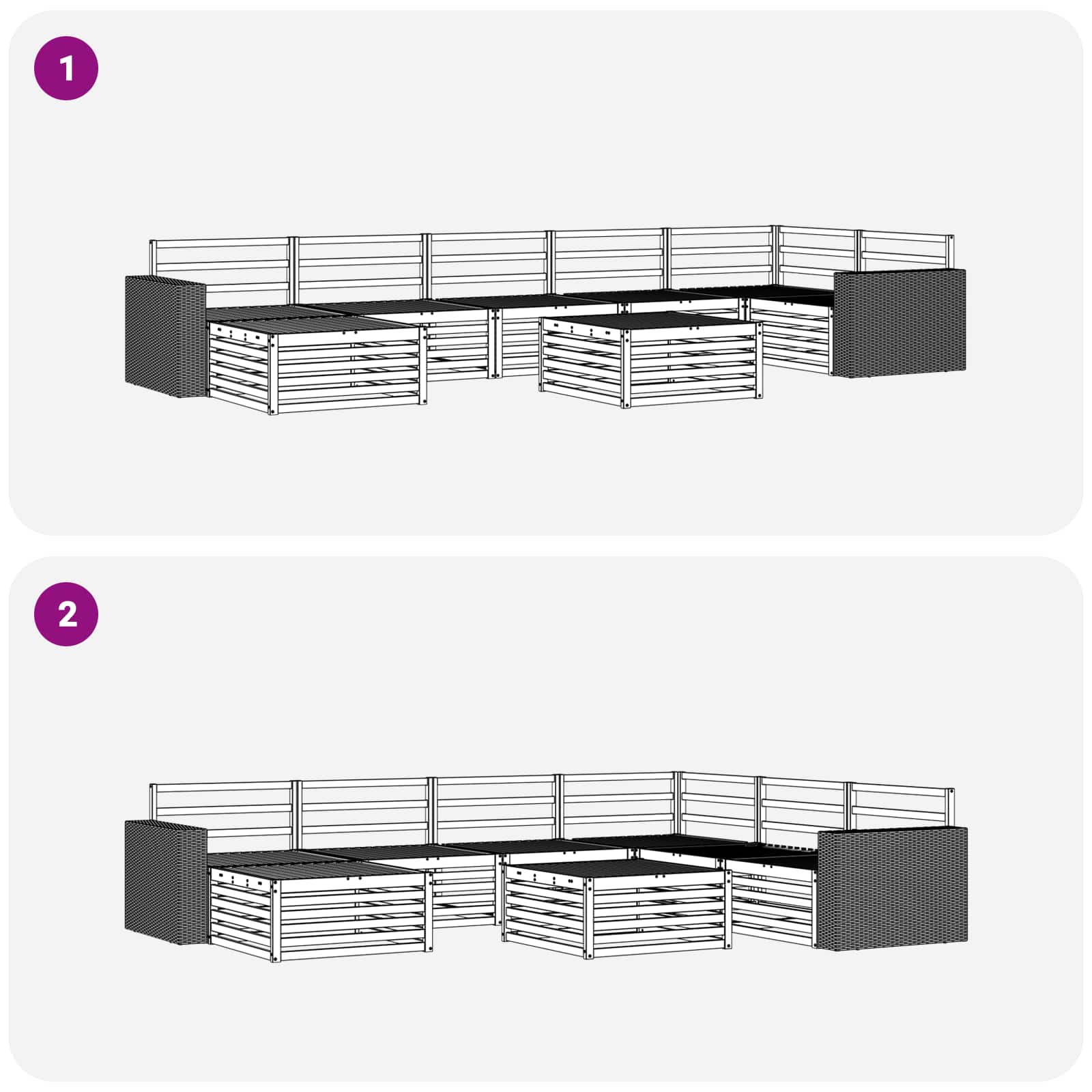 Zunanja garnitura za sedenje 8 pcs Naravna - slika 9