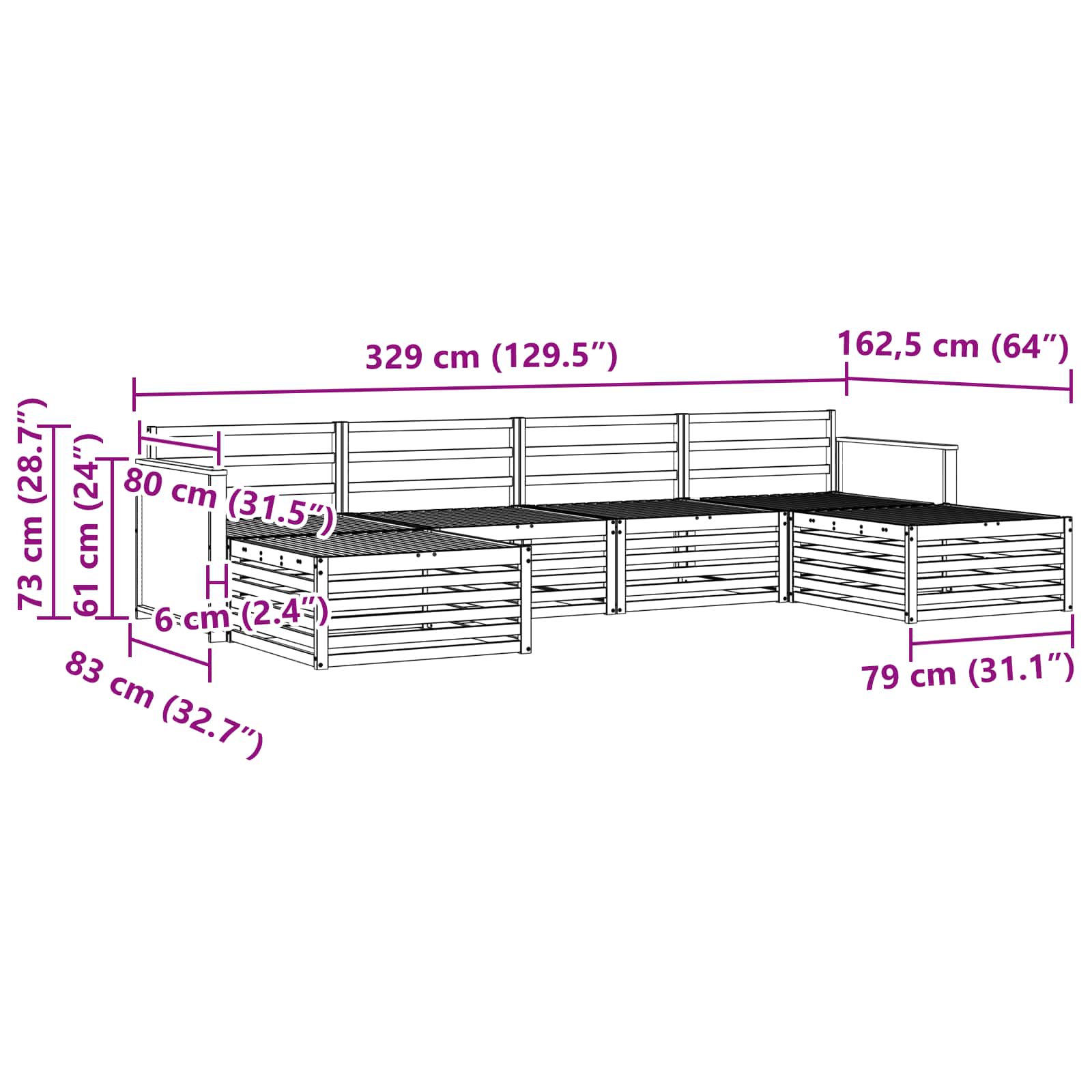 Sofa-Sets 6 pcs Massief Acaciahout image 7