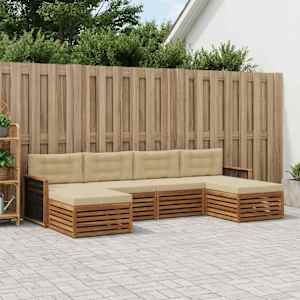 Sedežne garniture z blazino 6 pcs Masiven les akacije
