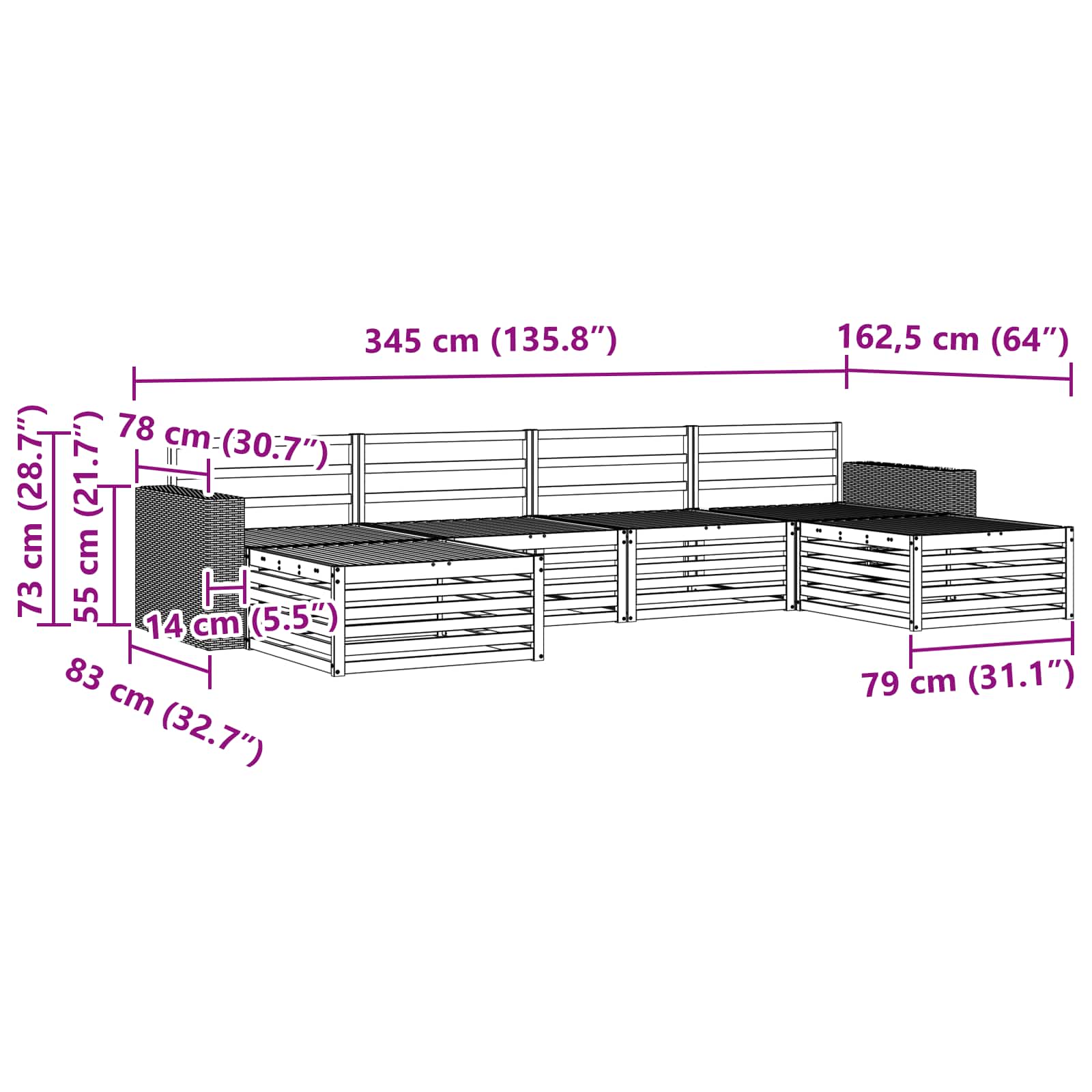 Sofa-Sets 6 pcs Massief Acaciahout image 6