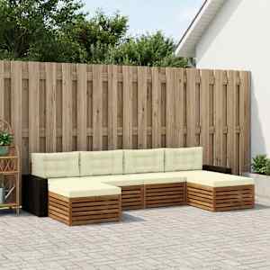Sedežne garniture z blazino 6 pcs Masiven les akacije