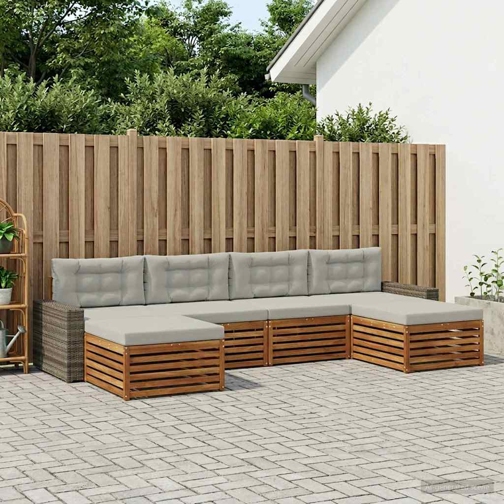 Sofa-Sets met kussen 6 pcs Massief Acaciahout image 1