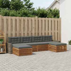 Sedežne garniture z blazino 6 pcs Masiven les akacije