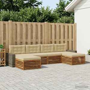 Sedežne garniture z blazino 6 pcs Masiven les akacije