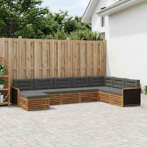 Zunanja garnitura za sedenje 8 pcs Naravna in antracitna