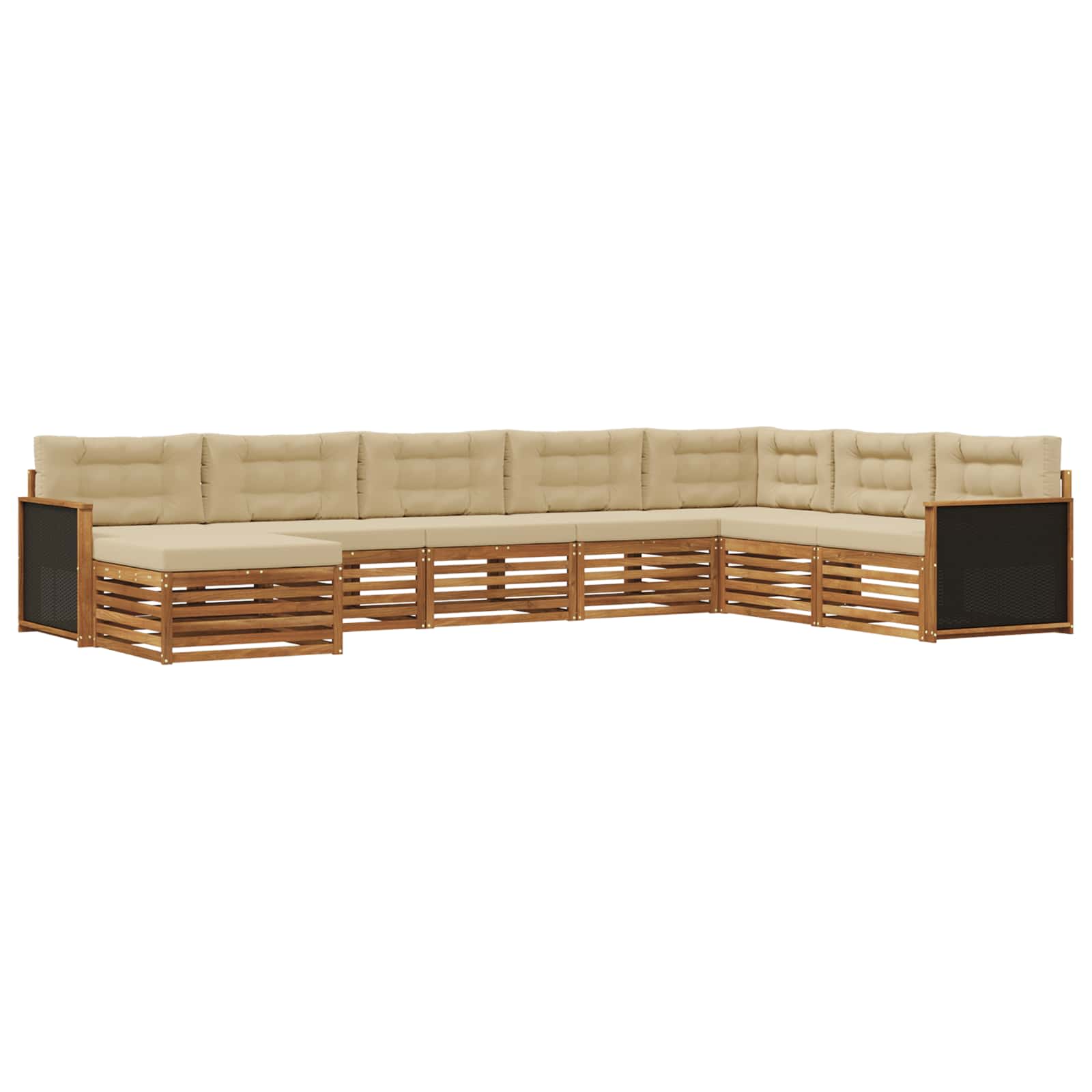 Zunanja garnitura za sedenje z blazino 8 pcs Naravna in bež - slika 2