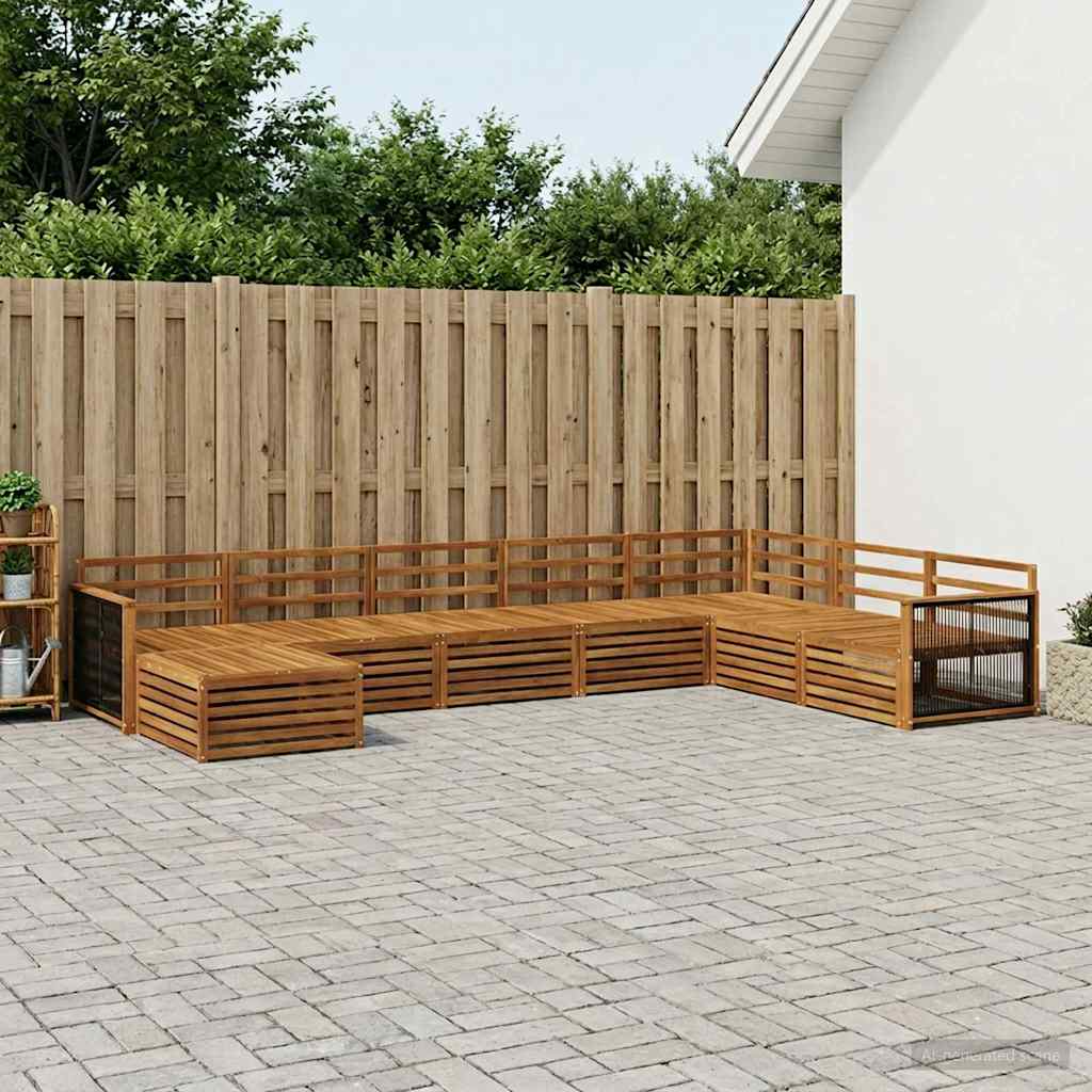 Zunanja garnitura za sedenje 8 pcs Naravna