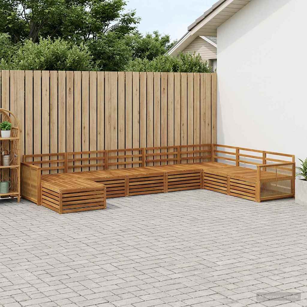 Zunanja garnitura za sedenje 8 pcs Naravna