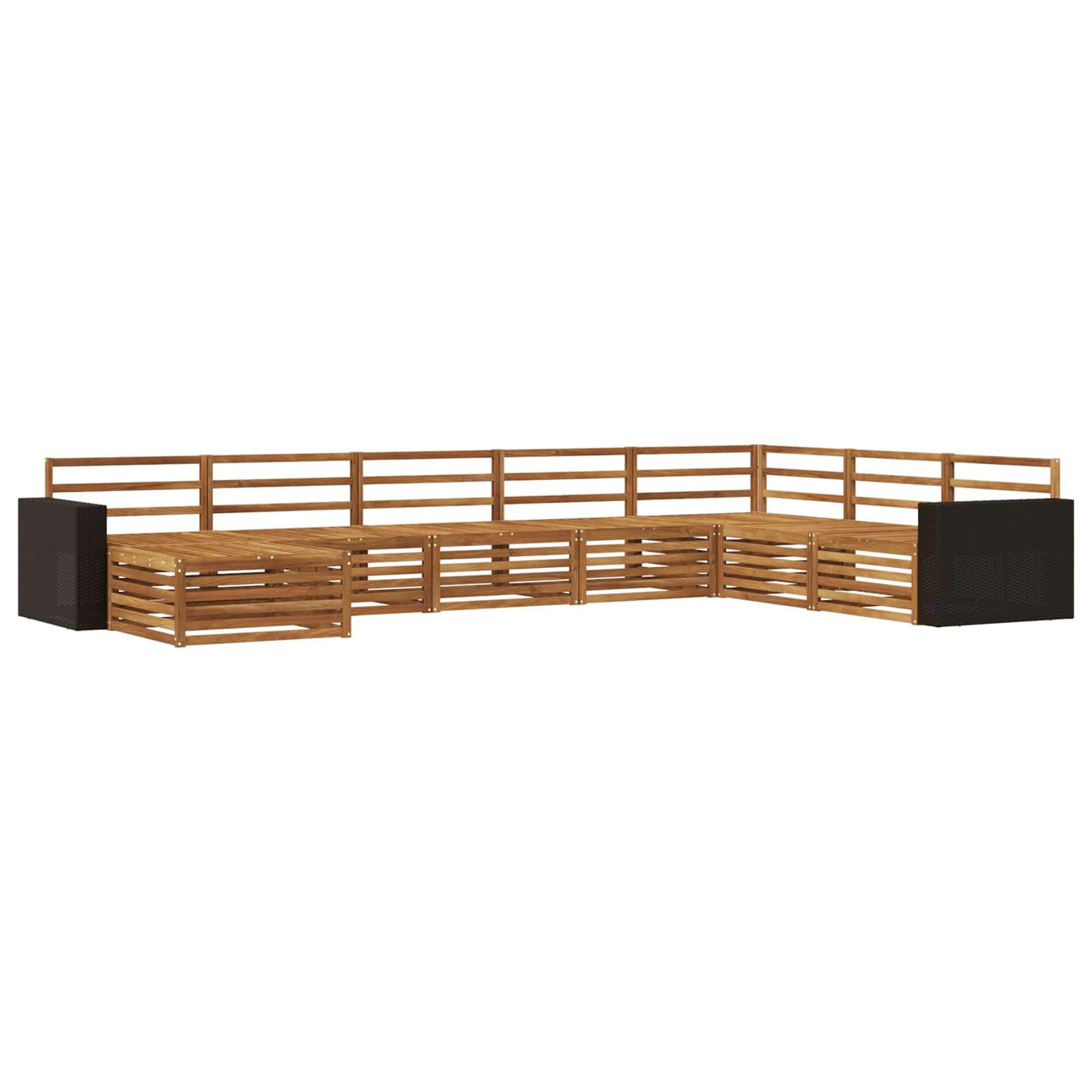 Zunanja garnitura za sedenje 8 pcs Naravna - slika 2