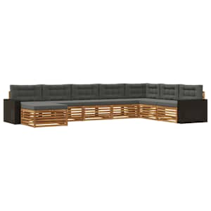 vidaXL V&auml;li diivanikomplekt 8 tk Looduslik ja antriit Tugev akatsiapuu