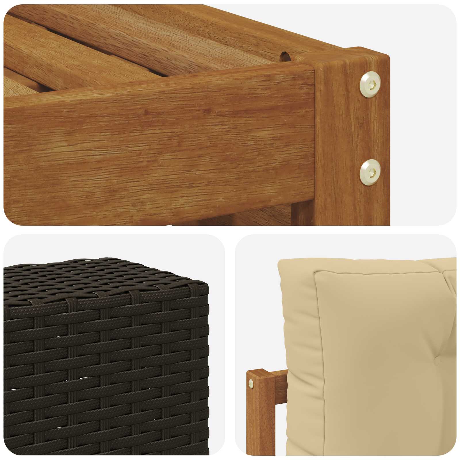 Zunanja garnitura za sedenje z blazino 8 pcs Naravna in bež - slika 6