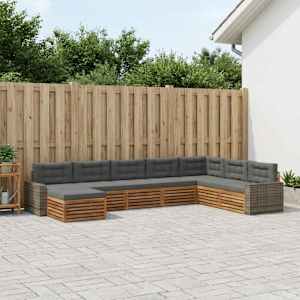 Zunanja garnitura za sedenje 8 pcs Naravna in antracitna