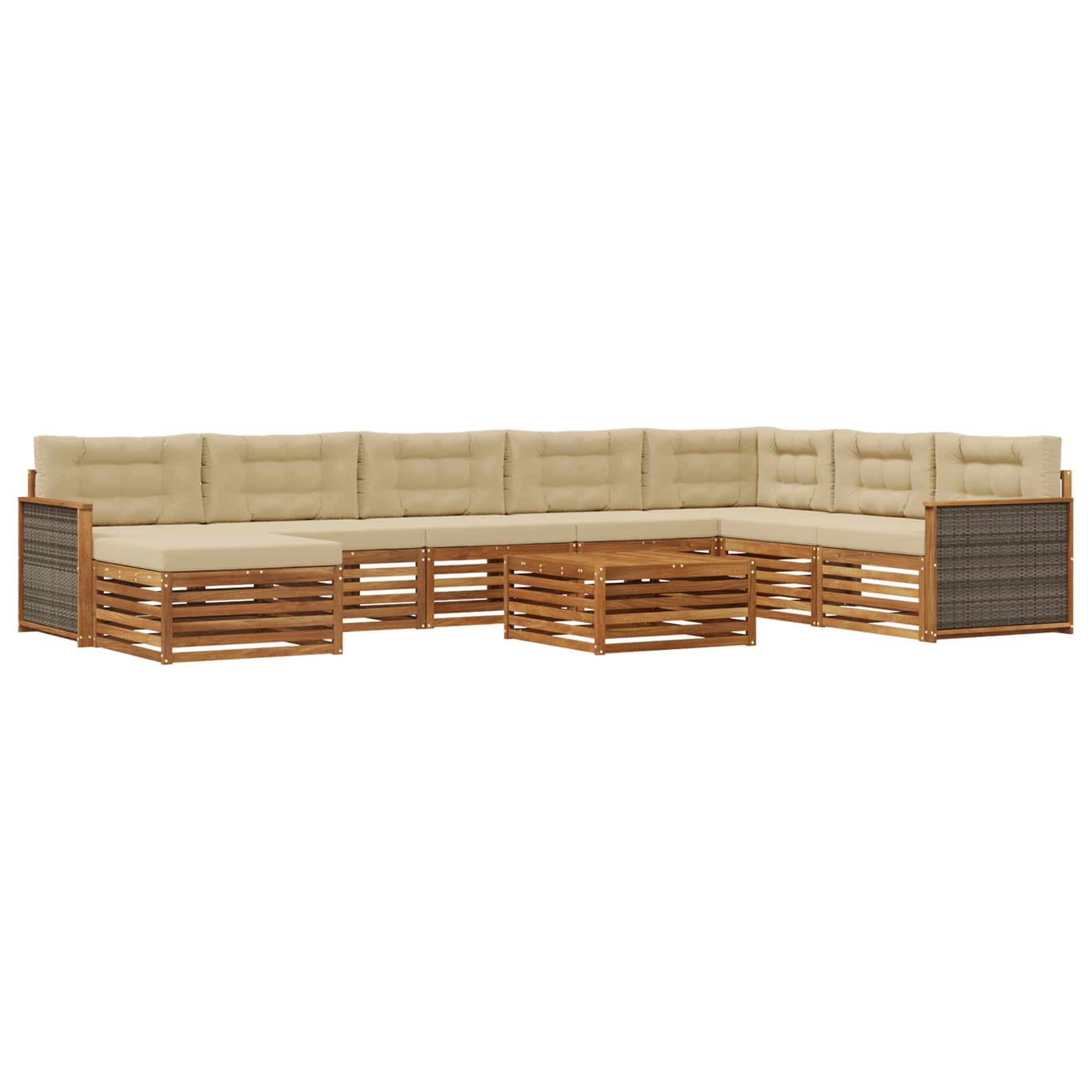 Buiten bankenset 9 pcs Natuurlijk en Beige Massief Acaciahout image 2