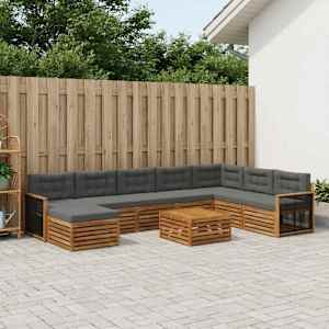 Zunanja garnitura za sedenje 9 pcs Naravna in antracitna