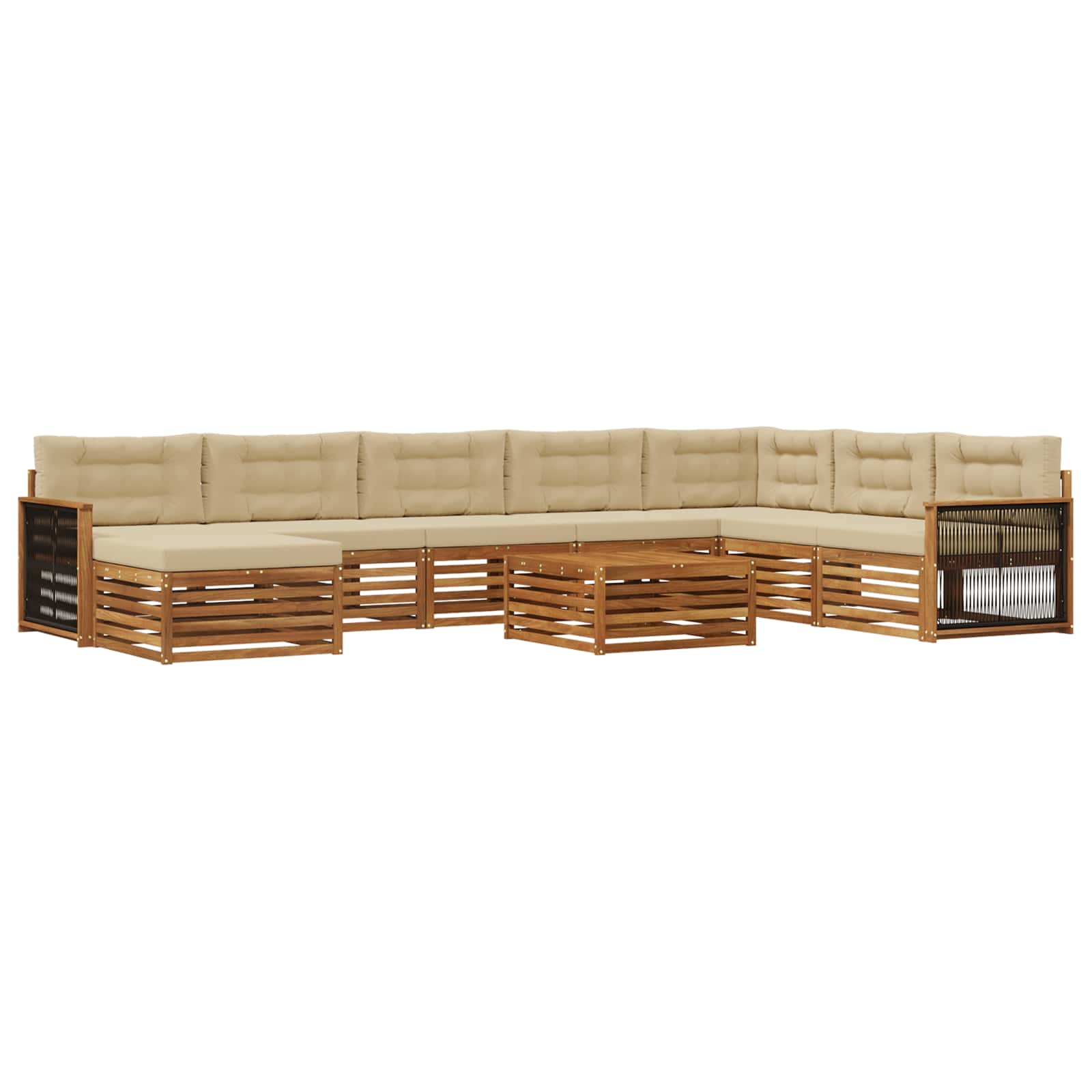 Buiten bankenset 9 pcs Natuurlijk en Beige Massief Acaciahout image 2