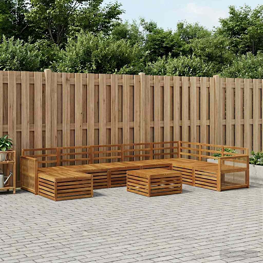 Buiten bankenset 9 pcs Naturel Massief Acaciahout image 1