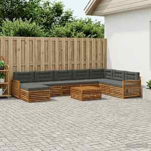 Zunanja garnitura za sedenje 9 pcs Naravna in antracitna