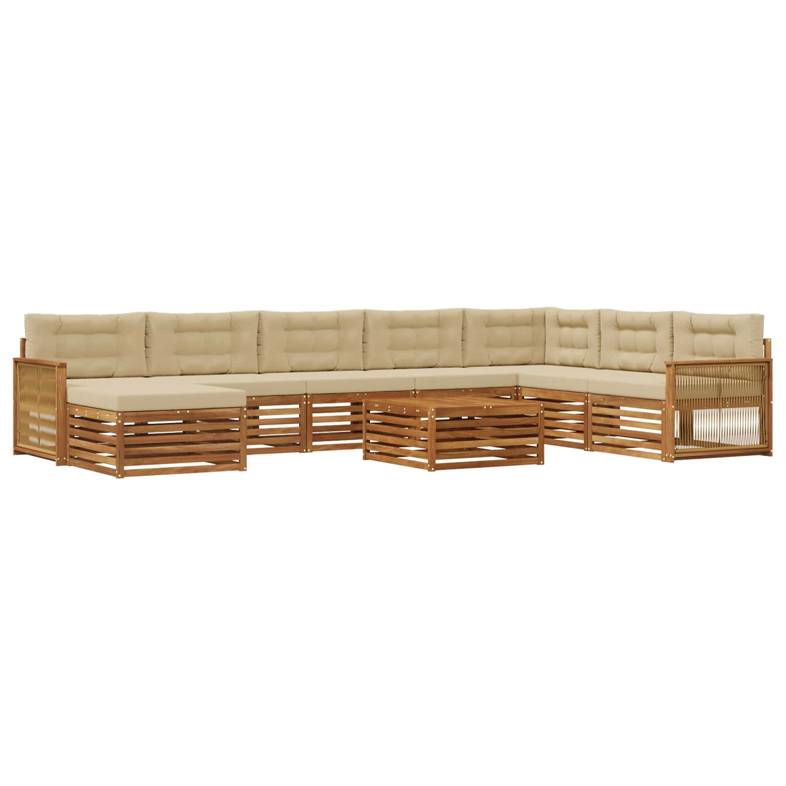 Buiten bankenset 9 pcs Natuurlijk en Beige Massief Acaciahout image 1
