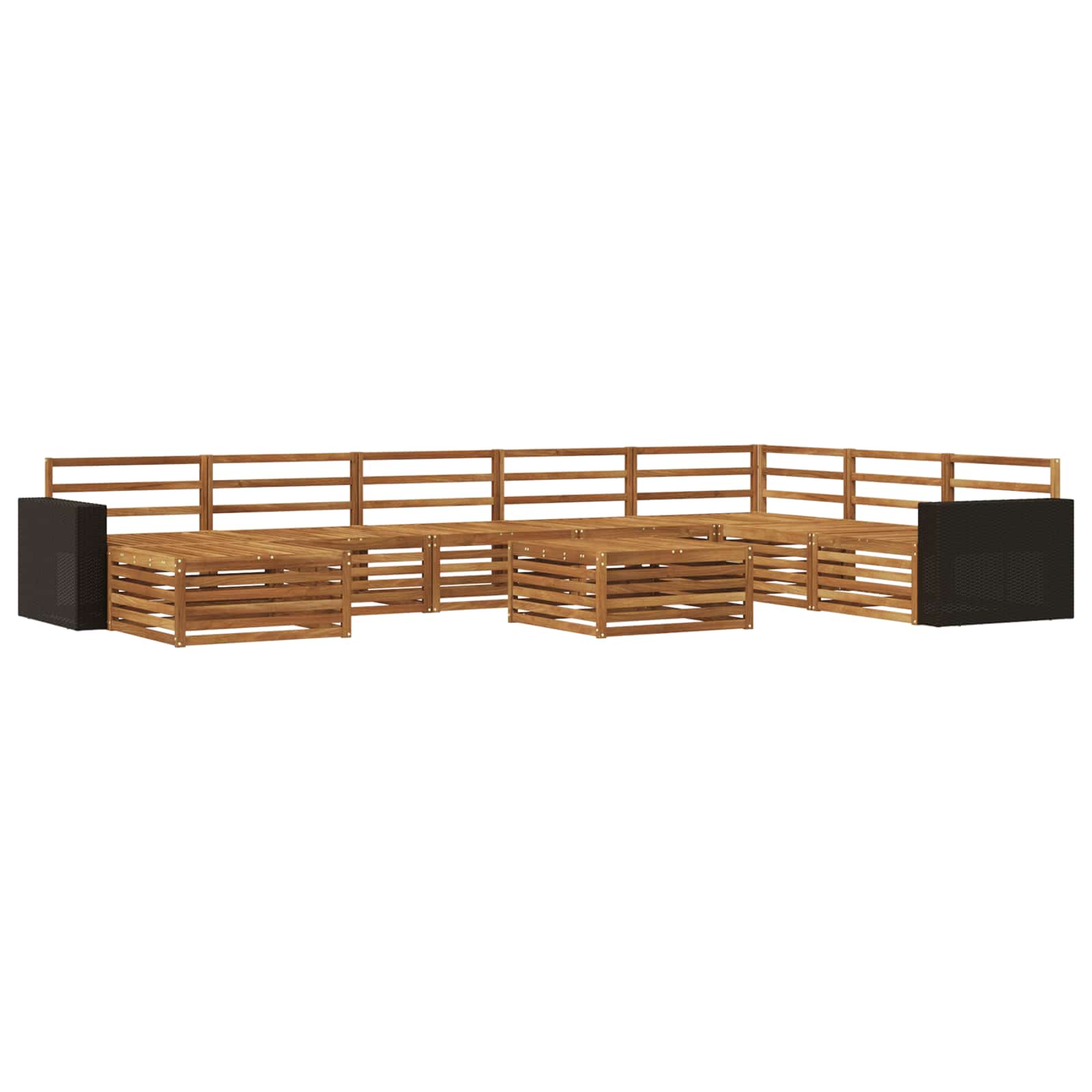 Buiten bankenset 9 pcs Naturel Massief Acaciahout image 1