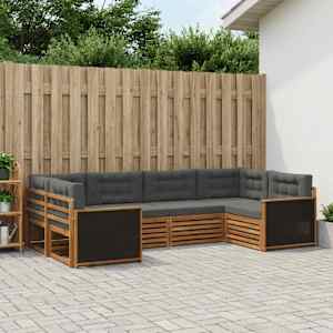 Zunanja garnitura za sedenje 6 pcs Naravna in antracitna