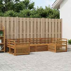 Zunanja garnitura za sedenje 6 pcs Naravna