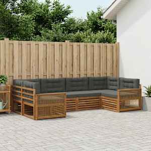 Zunanja garnitura za sedenje 6 pcs Naravna in antracitna