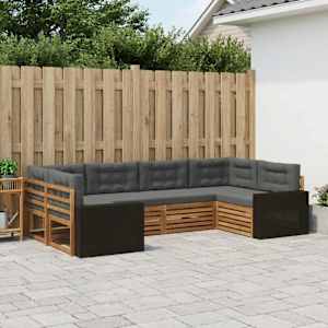 Zunanja garnitura za sedenje 6 pcs Naravna in antracitna