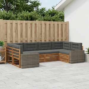 Zunanja garnitura za sedenje 6 pcs Naravna in antracitna