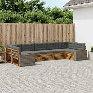 Zunanja garnitura za sedenje 7 pcs Naravna in antracitna